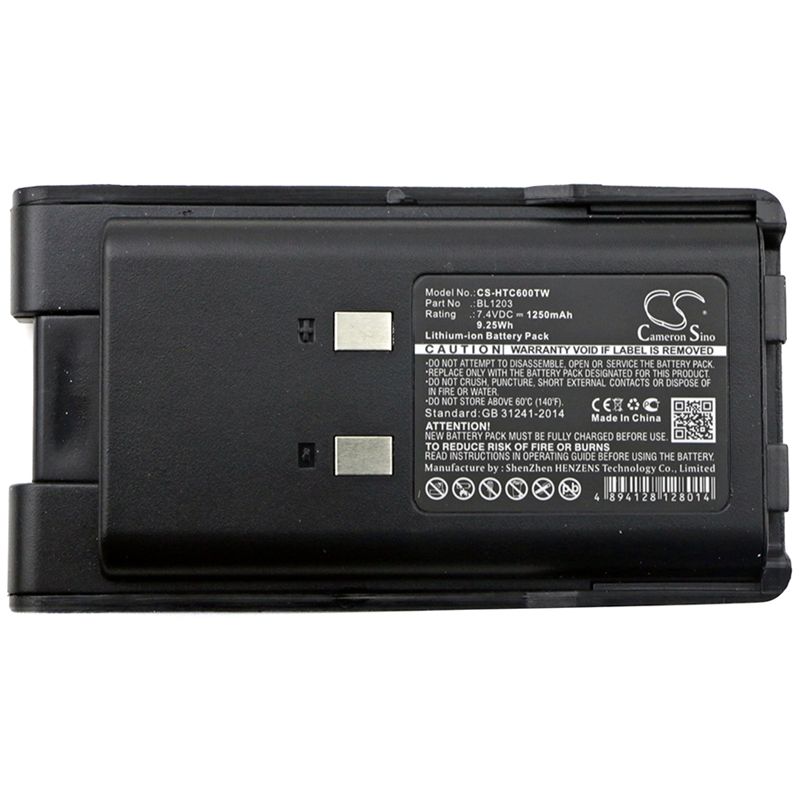 Li-ion Battery fits Hyt, Tc600, Tc-600 7.4V, 1250mAh Two-Way Radio Cameron Sino Technology Limited