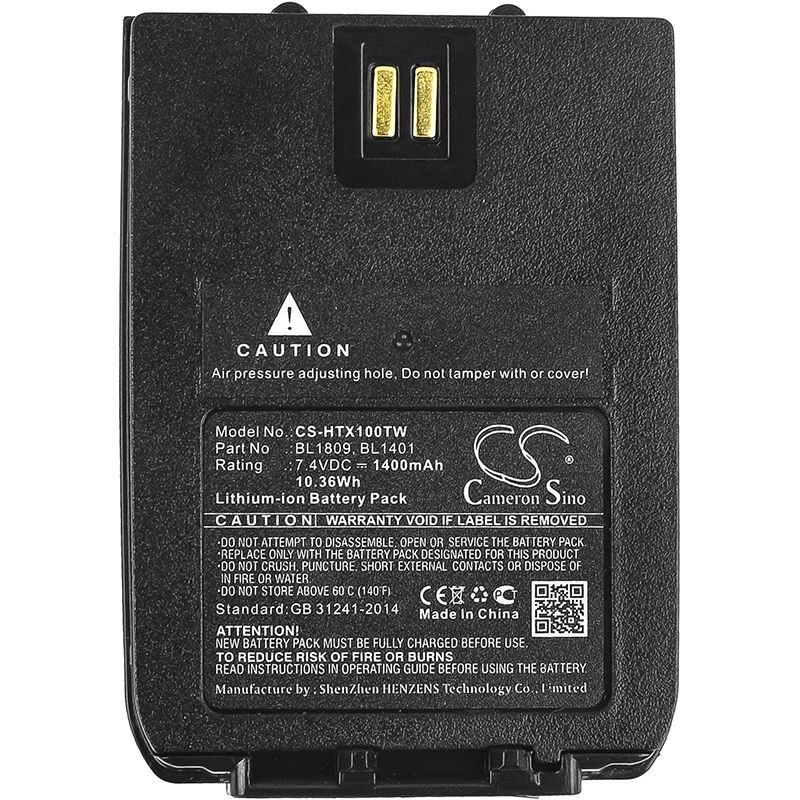 Li-ion Battery fits Hyt, X1e, X1p, Hytera 7.4V, 1400mAh Two-Way Radio Cameron Sino Technology Limited