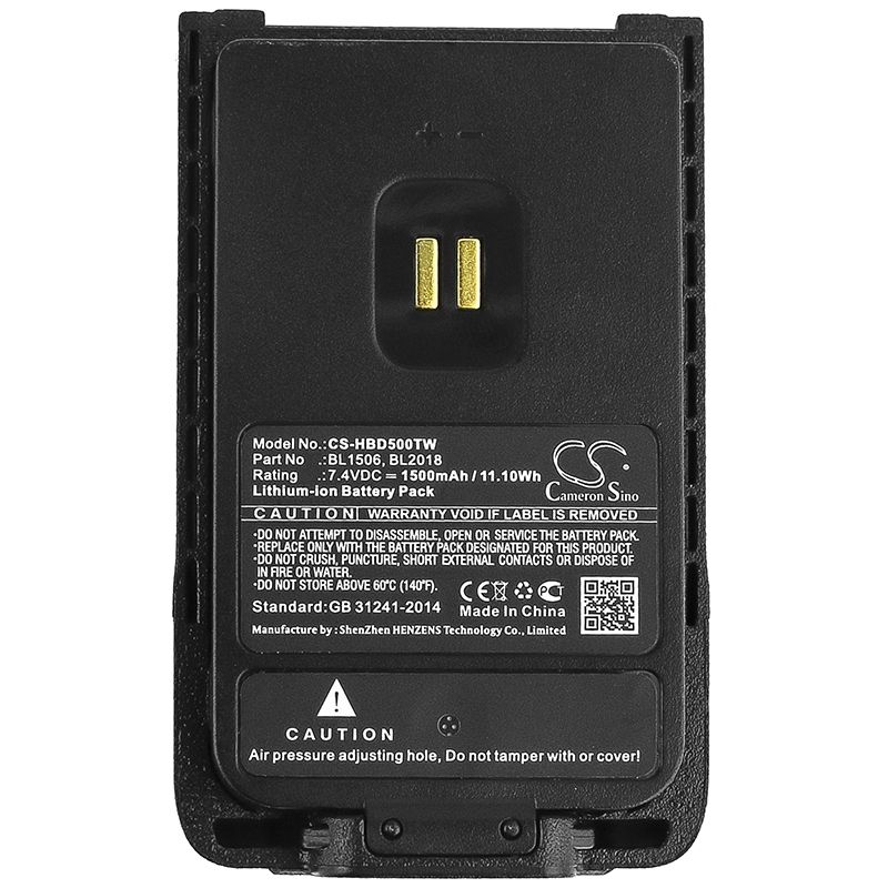 Li-ion Battery fits Hytera, Bd500, Bd505, Bd555 7.4V, 1500mAh Two-Way Radio Cameron Sino Technology Limited