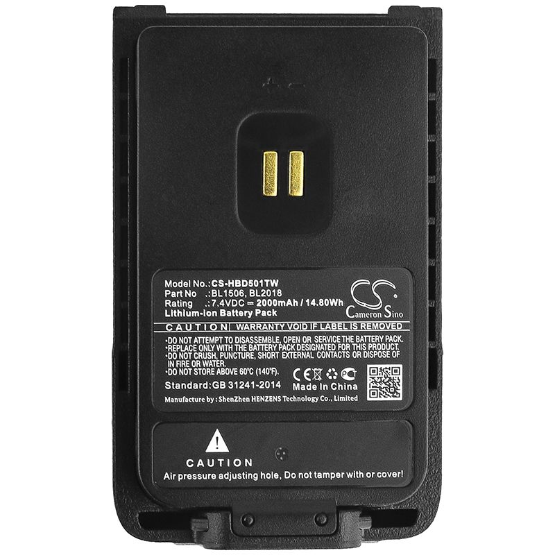 Li-ion Battery fits Hytera, Bd500, Bd505, Bd555 7.4V, 2000mAh Two-Way Radio Cameron Sino Technology Limited