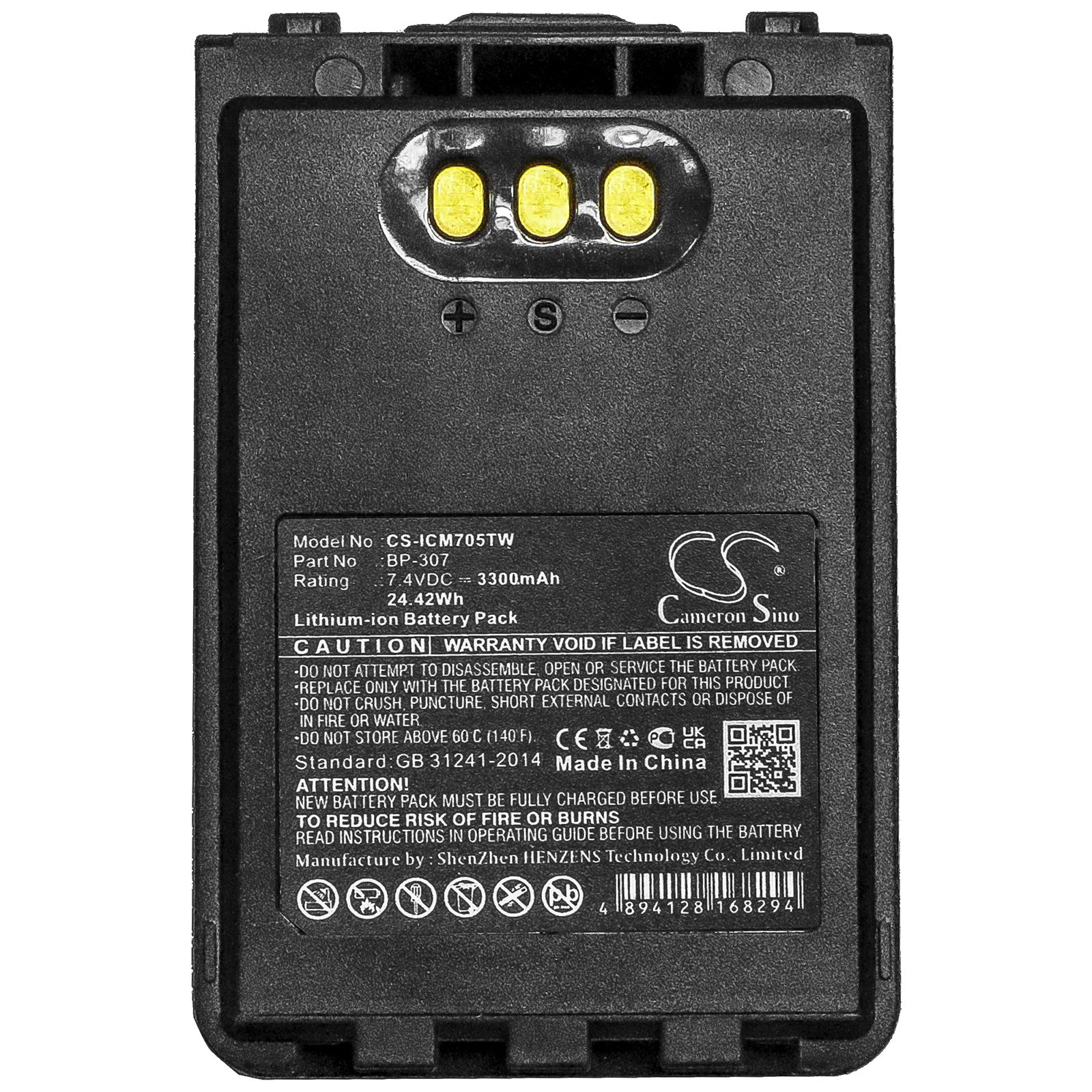 Li-ion Battery fits Icom, Ic-705, Id-31e, Id-51e 7.4V, 3300mAh Two-Way Radio Cameron Sino Technology Limited
