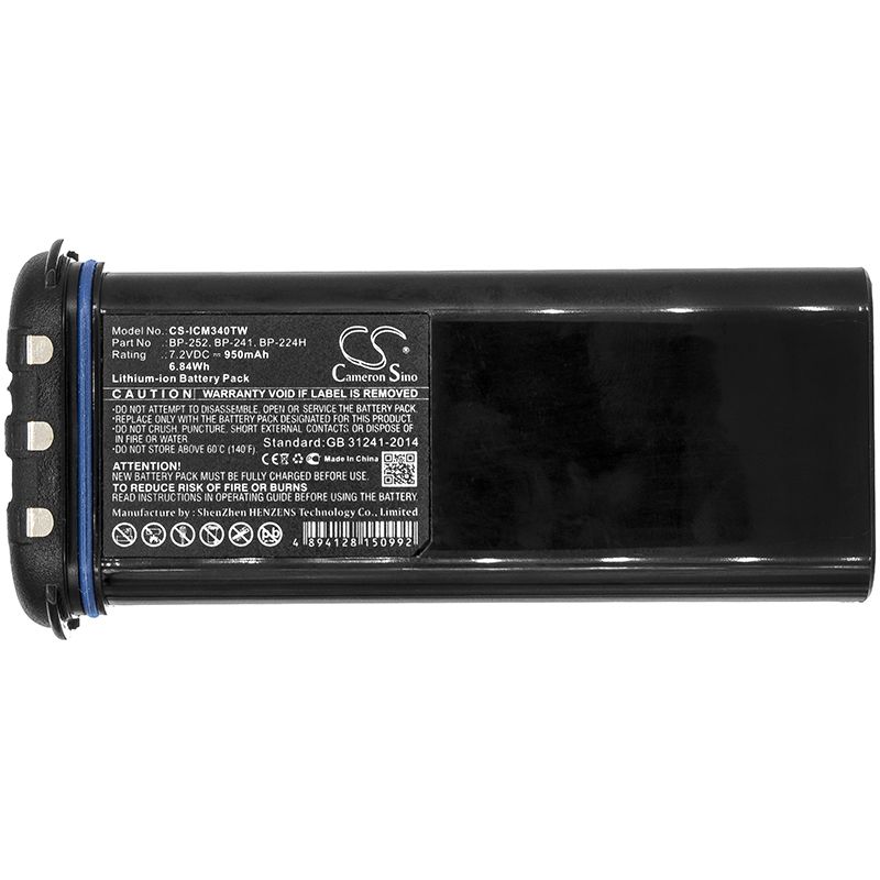 Li-ion Battery fits Icom, Ic-gm1600, Ic-gm1600e 7.2V, 950mAh Two-Way Radio Cameron Sino Technology Limited