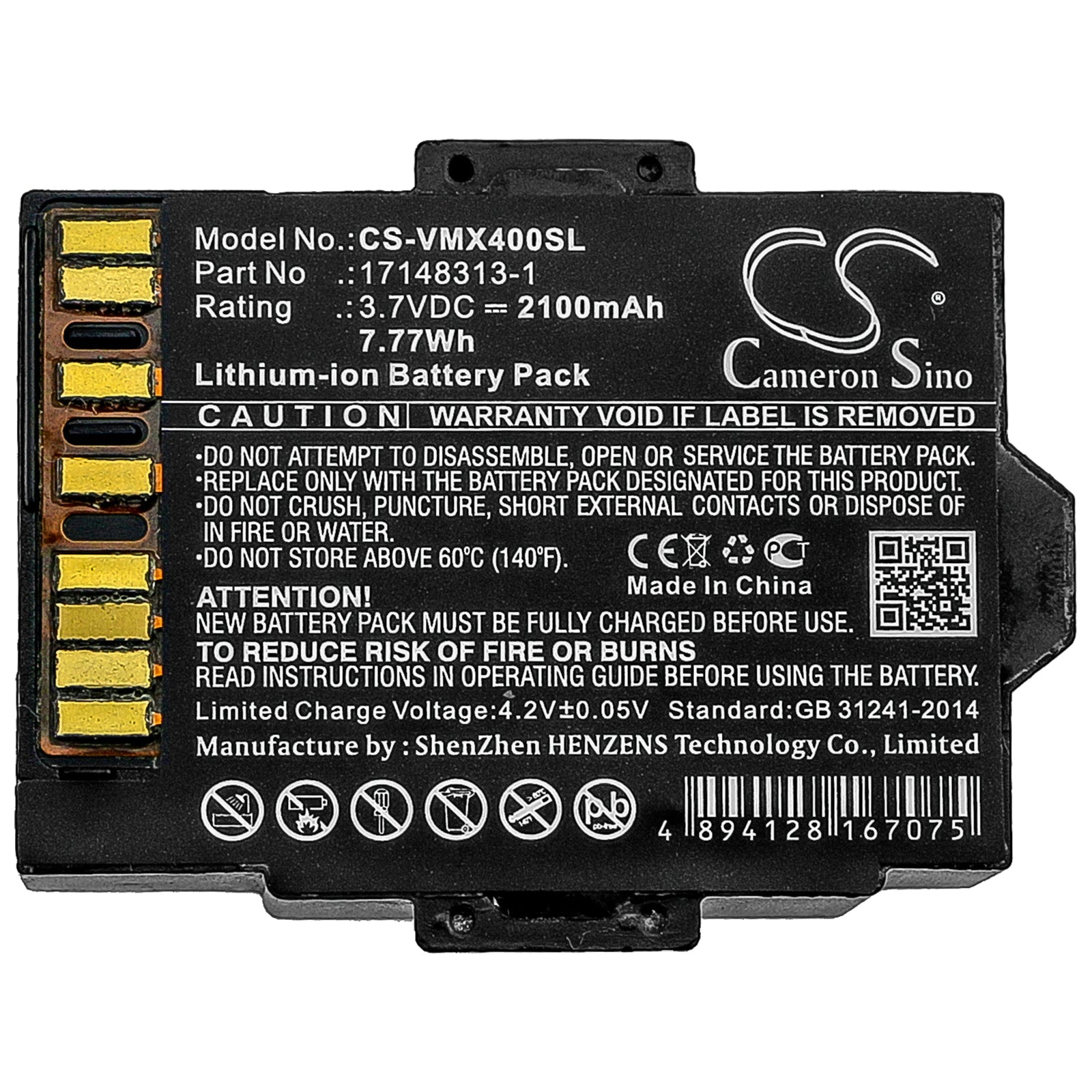 Li-ion Battery fits Industrial Scientific, Ventis Mx4 Monitors, Vts-k1231100101 3.7V, 2100mAh Industrial Cameron Sino Technology Limited (Suspended)