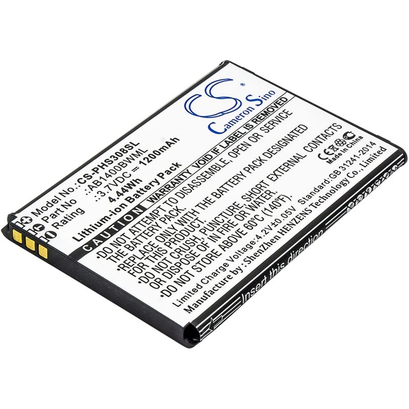 Li-ion Battery fits Inew, u1, philips, cts308 3.7V, 1200mAh Mobile & SmartPhone Cameron Sino Technology Limited