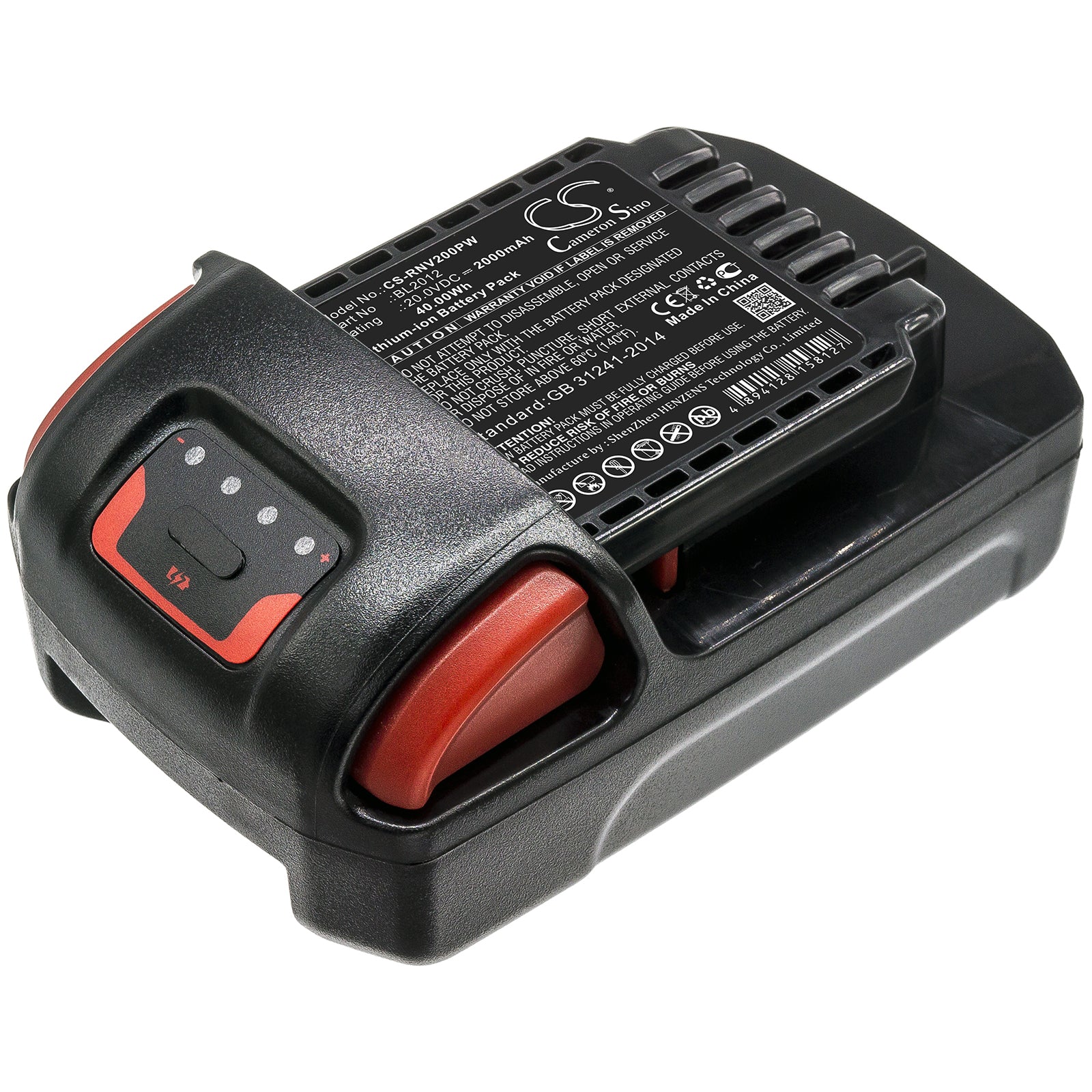 Li-ion Battery fits Ingersoll Rand, Bl2012 20.0V, 2000mAh Power Tools Cameron Sino Technology Limited