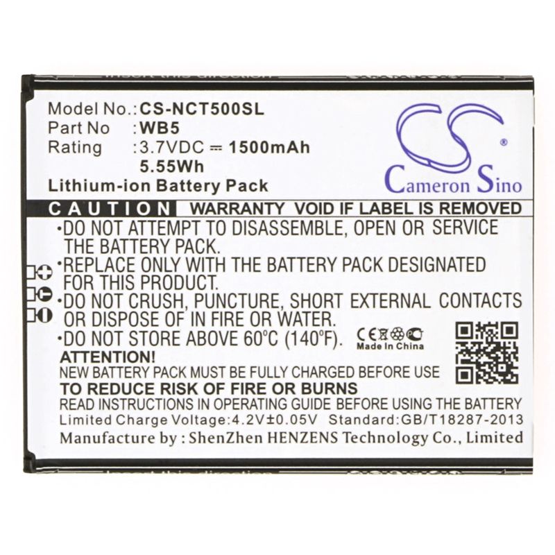 Li-ion Battery Fits Inq, Cloud Touch 3.7v, 1500mah Mobile & SmartPhone Cameron Sino Technology Limited