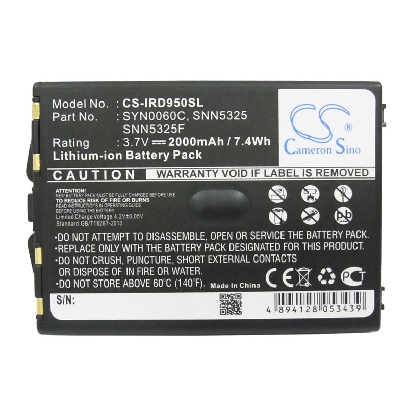 Li-ion Battery Fits Iridium, 9500, 9505, 3.7v, 2000mah Satellite Phone Cameron Sino Technology Limited