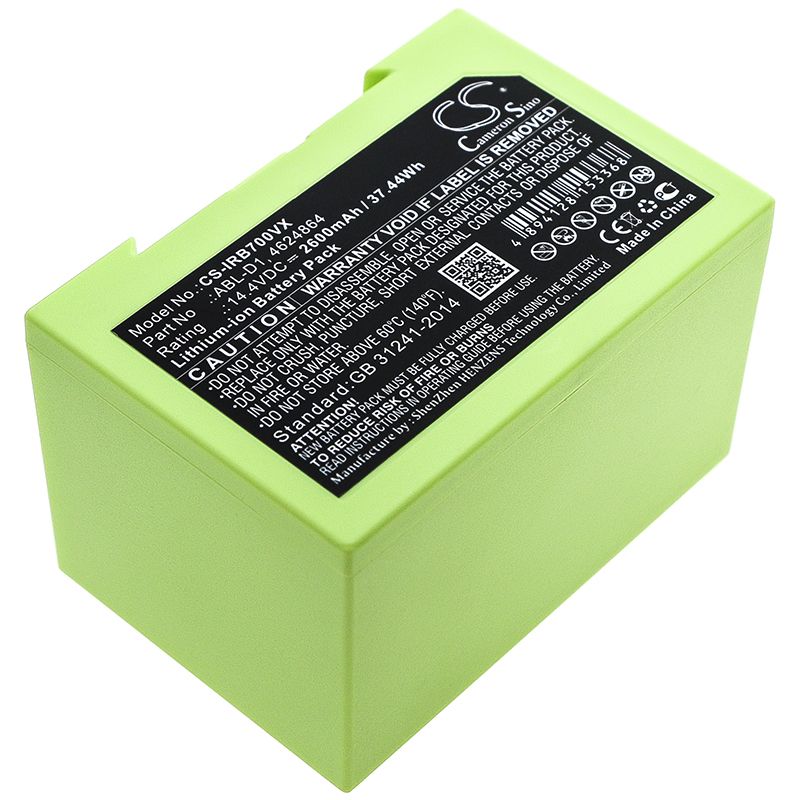Li-ion Battery fits Irobot, Roomba i7, Roomba i7+ Roomba e5, 14.4V, 2600mAh Vacuum Cameron Sino Technology Limited