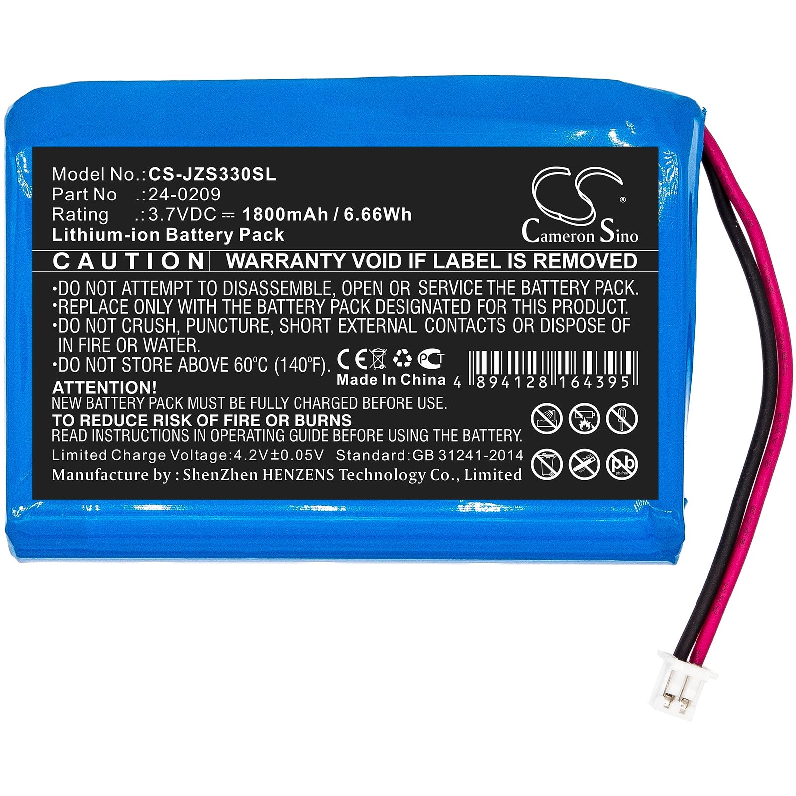 Li-ion Battery fits Jandy, Zodiac E33 Eos Wireless Remote 3.7V, 1800mAh Smart Home Cameron Sino Technology Limited