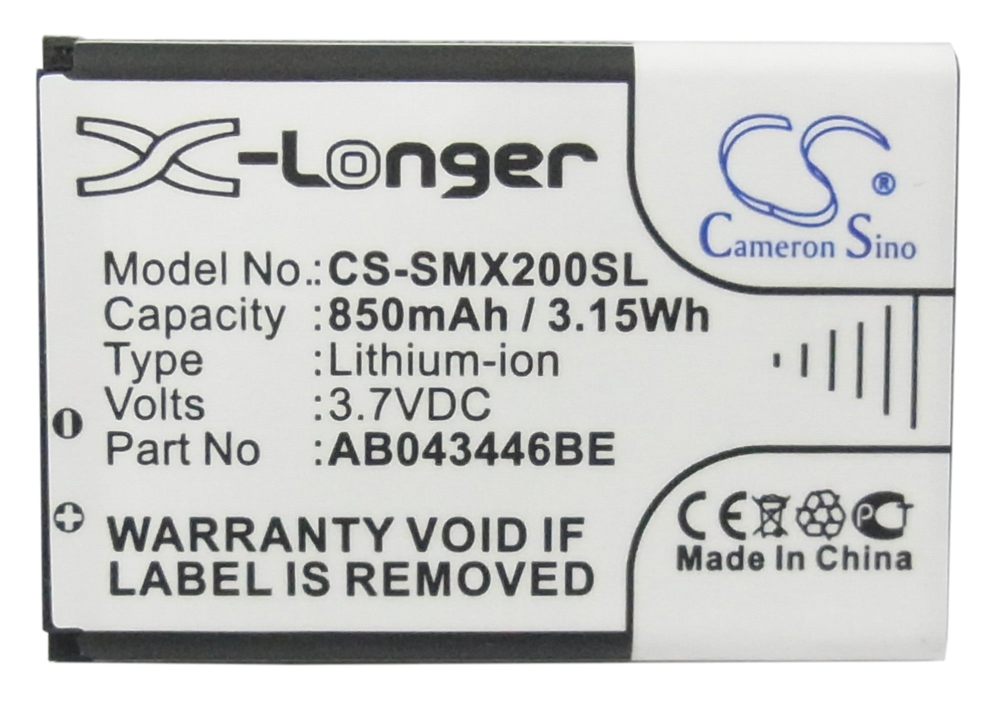 Li-ion Battery fits Joa Telecom, L210, L-210 3.7V, 850mAh Communications Cameron Sino Technology Limited
