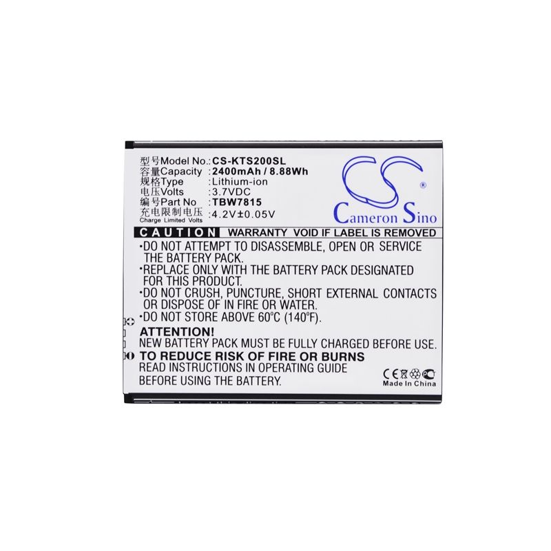 Li-ion Battery fits K-touch, s2, v5 3.7V, 2400mAh Mobile & SmartPhone Cameron Sino Technology Limited