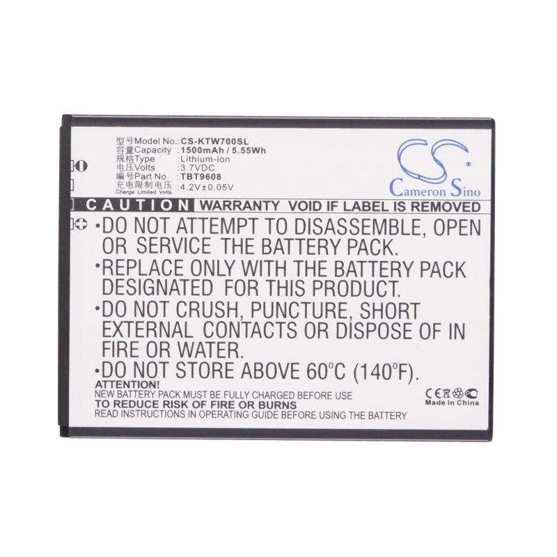 Li-ion Battery fits K-touch, t83, t85, t87 3.7V, 1500mAh Mobile & SmartPhone Cameron Sino Technology Limited