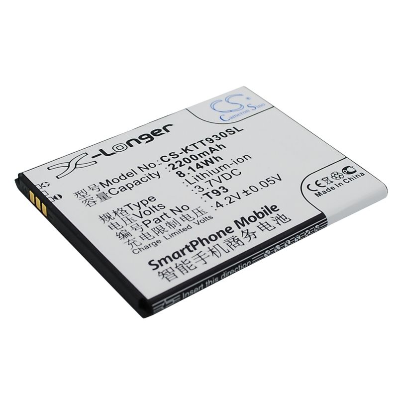 Li-ion Battery fits K-touch, t93 3.7V, 2200mAh Mobile & SmartPhone Cameron Sino Technology Limited