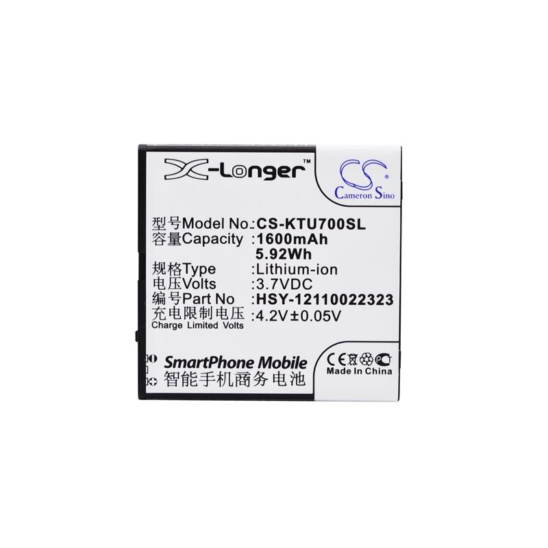 Li-ion Battery fits K-touch, u7 3.7V, 1600mAh Communications Cameron Sino Technology Limited (Suspended)