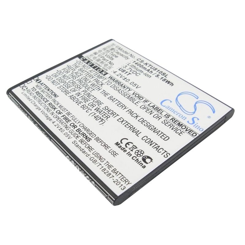 Li-ion Battery fits K-touch, u81t 3.7V, 1400mAh Communications Cameron Sino Technology Limited (Suspended)