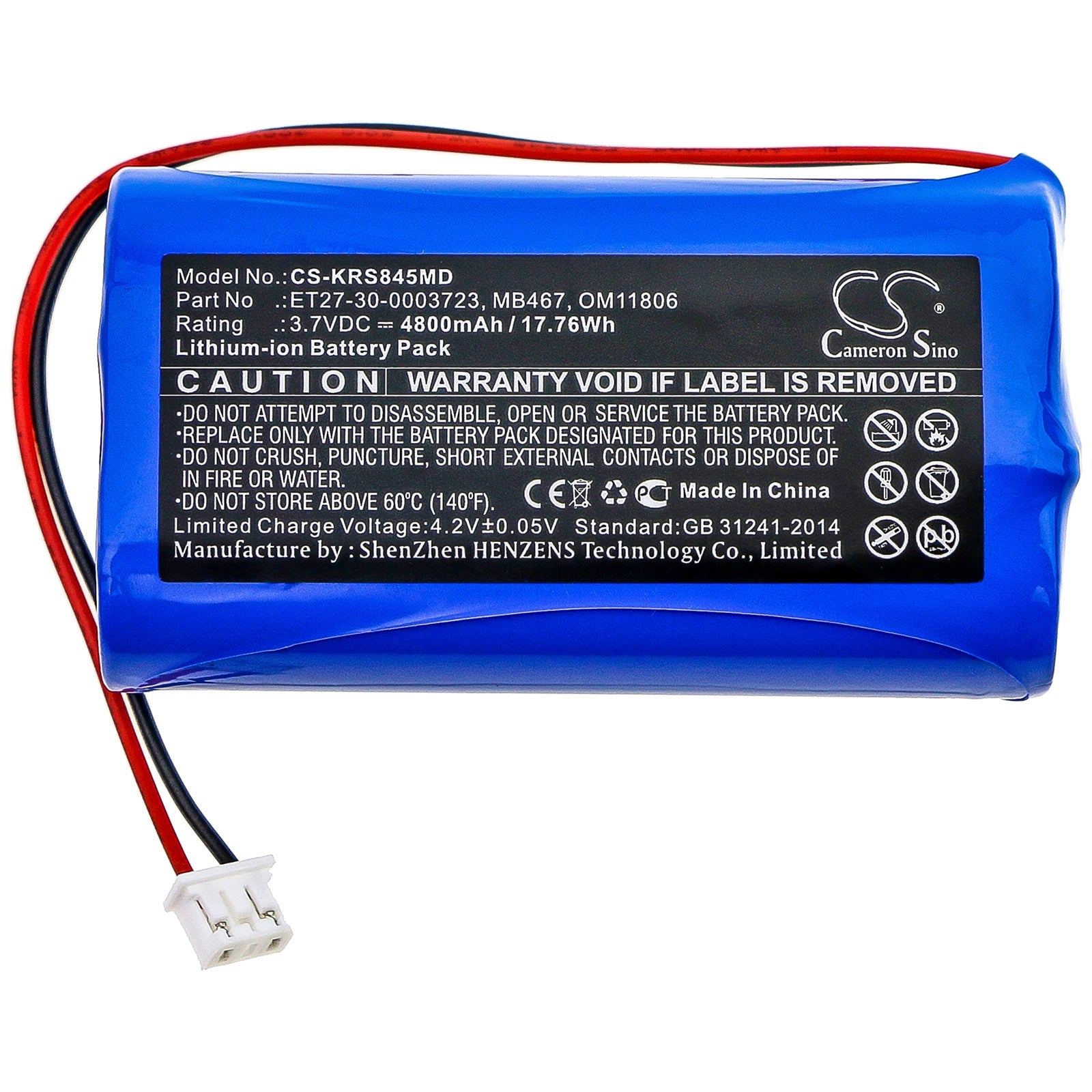 Li-ion Battery fits Karl Storz, 8402 Zx, 8402zx Laryngoscope 30-0003 3.7V, 4800mAh Medical Cameron Sino Technology Limited