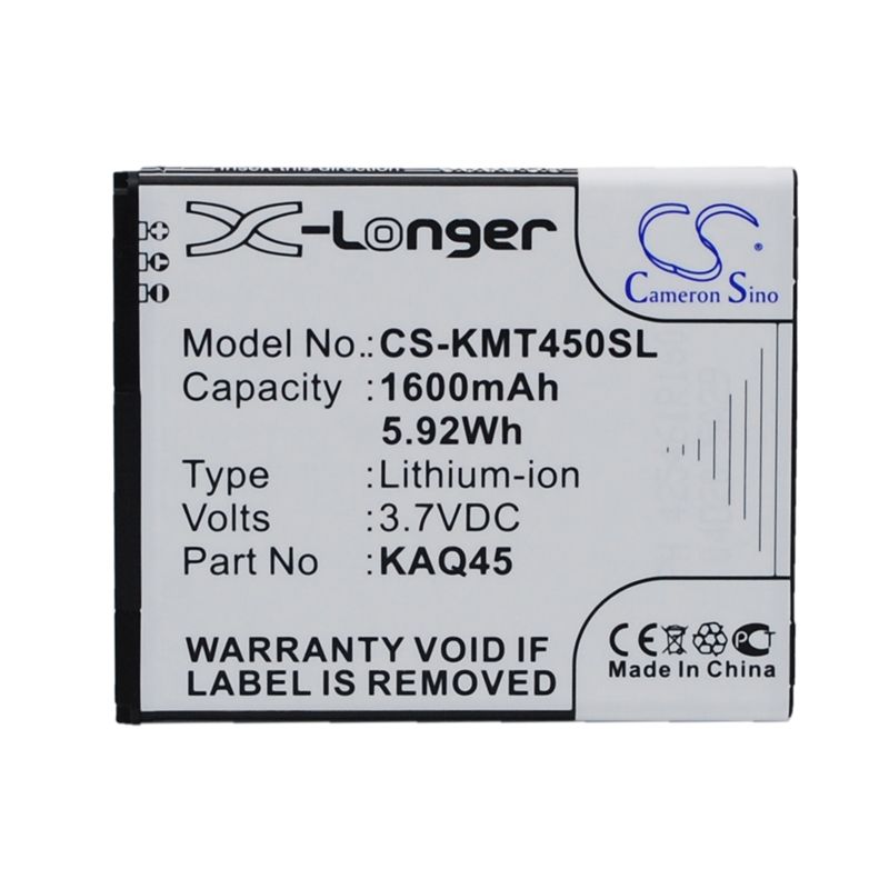 Li-ion Battery fits Kazam, thunder 4.5, thunder q4.5 3.7V, 1600mAh Communications Cameron Sino Technology Limited (Suspended)