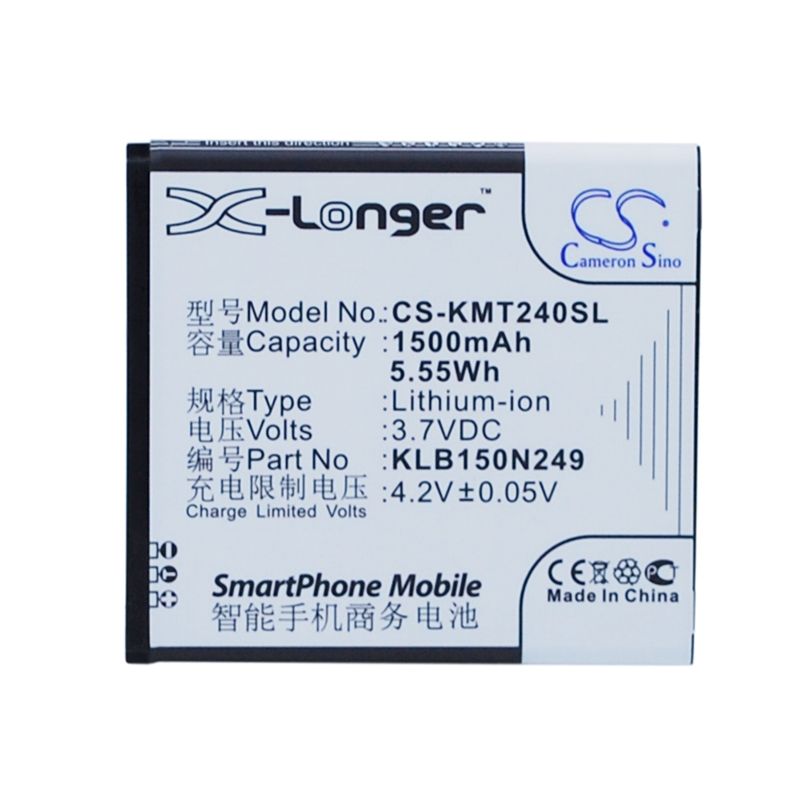 Li-ion Battery fits Kazam, trooper 2 4.0, trooper 2 x4.0, trooper2 4.0 3.7V, 1500mAh Communications Cameron Sino Technology Limited (Suspended)