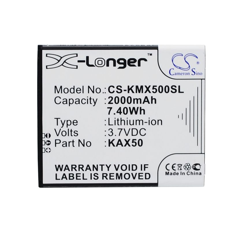 Li-ion Battery fits Kazam, trooper x5.0 3.7V, 2000mAh Mobile & SmartPhone Cameron Sino Technology Limited