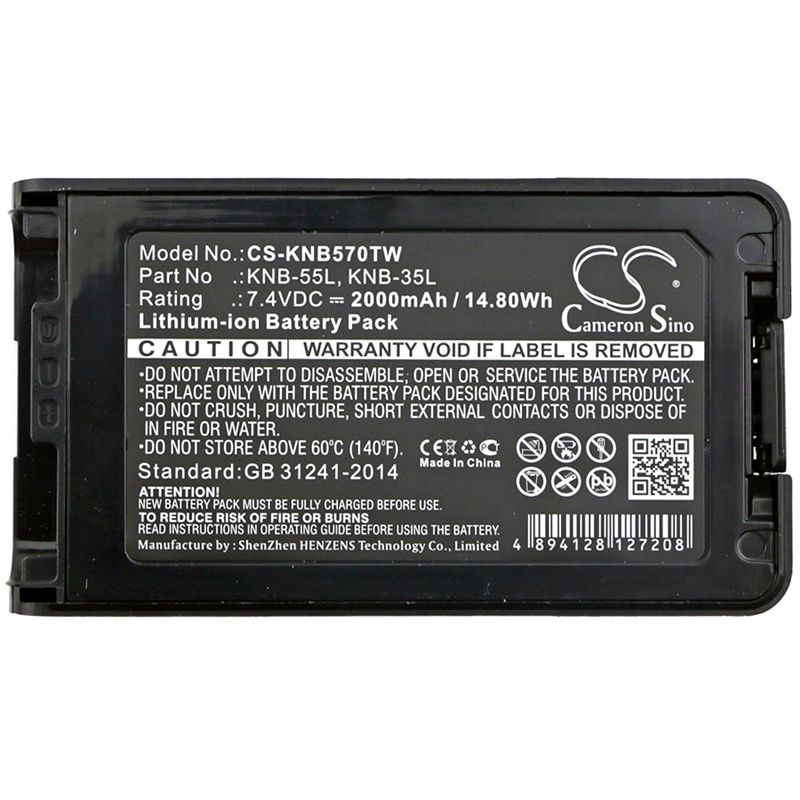 Li-ion Battery Fits Kenwood, Nx-220, Nx-320, Nx-3220 7.4v, 2000mah Two-Way Radio Cameron Sino Technology Limited