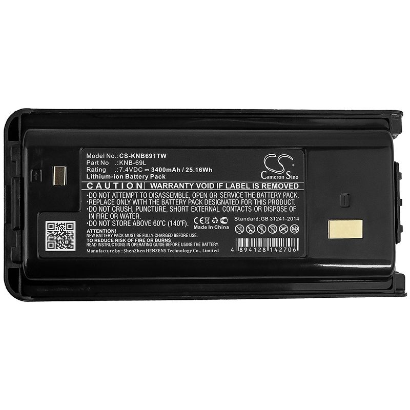 Li-ion Battery fits Kenwood, Nx-240, Nx-240v16p, Nx-240v16p2 7.4V, 3400mAh Two-Way Radio Cameron Sino Technology Limited
