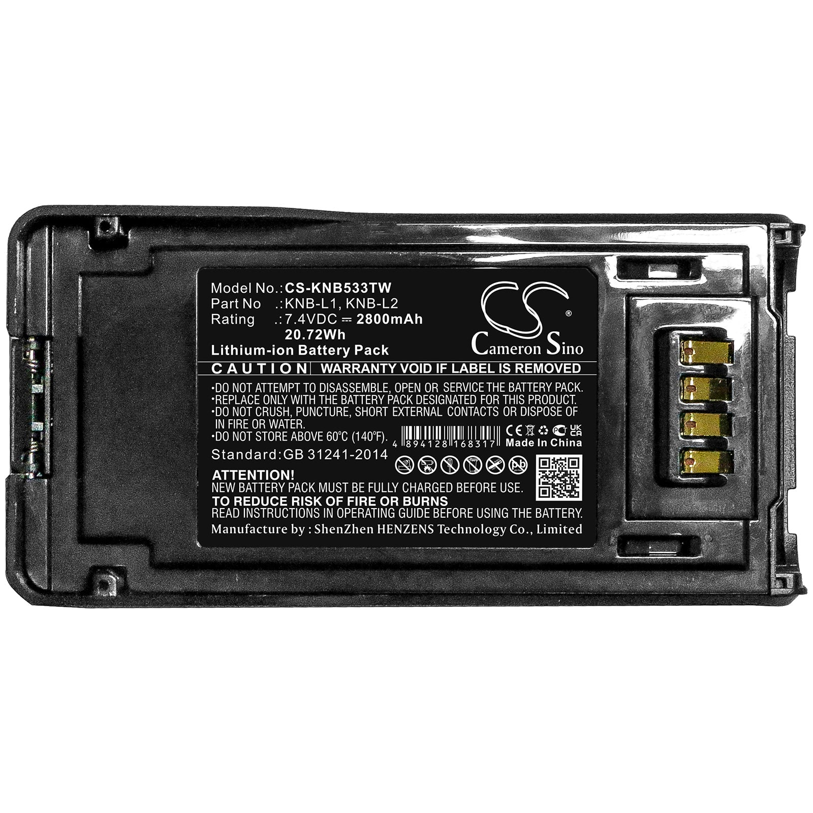 Li-ion Battery fits Kenwood, Nx-5000, Nx-5200, Nx-5300 7.4V, 2800mAh Two-Way Radio Cameron Sino Technology Limited