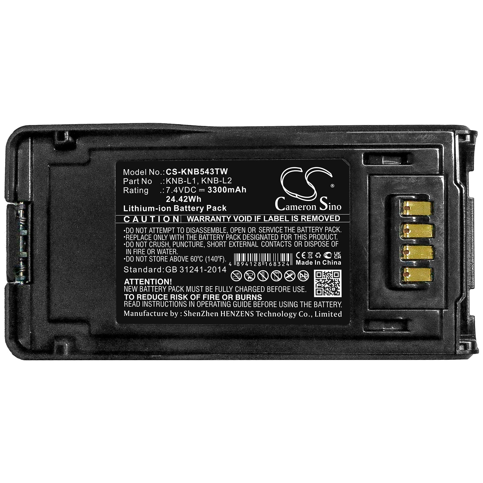 Li-ion Battery fits Kenwood, Nx-5000, Nx-5200, Nx-5300 7.4V, 3300mAh Two-Way Radio Cameron Sino Technology Limited