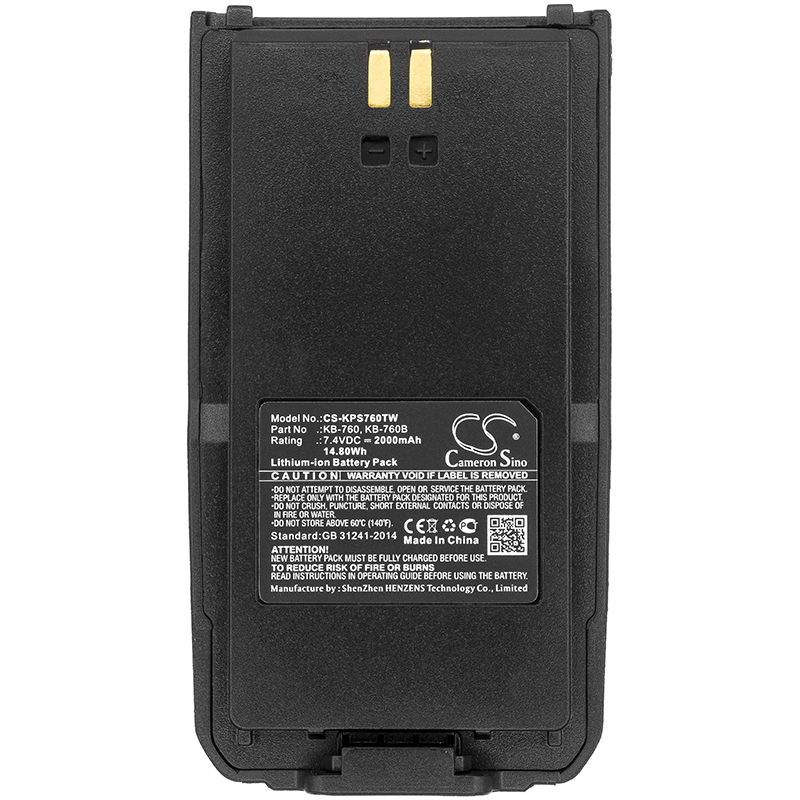 Li-ion Battery Fits Kirisun, Dp405, Dpp418d 7.4v, 2000mah Two-Way Radio Cameron Sino Technology Limited