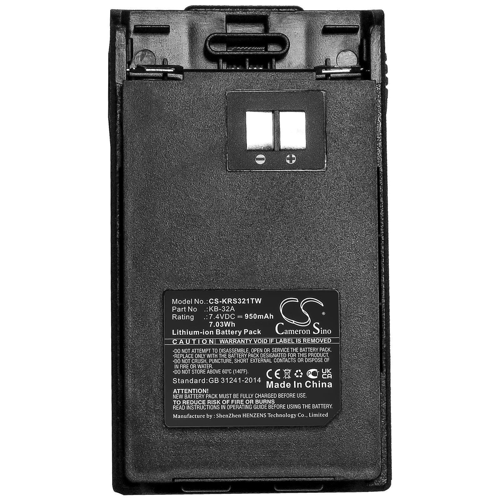 Li-ion Battery fits Kirisun, Pt-3200 7.4V, 950mAh Two-Way Radio Cameron Sino Technology Limited