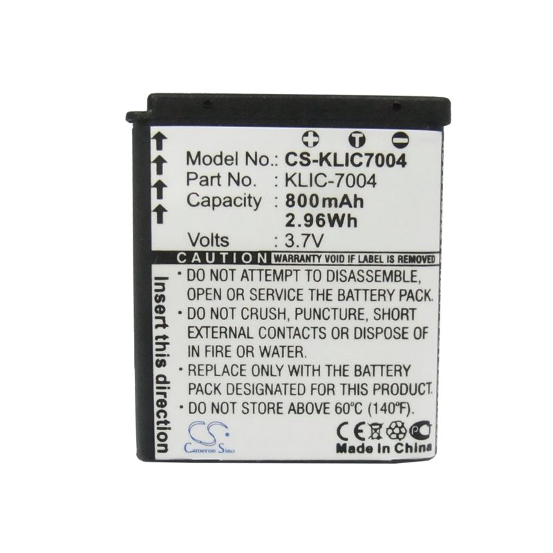 Li-ion Battery Fits Kodak, Easyshare M1033, Easyshare M1093 Is, Easyshare M2008 3.7v, 800mah Camera Cameron Sino Technology Limited