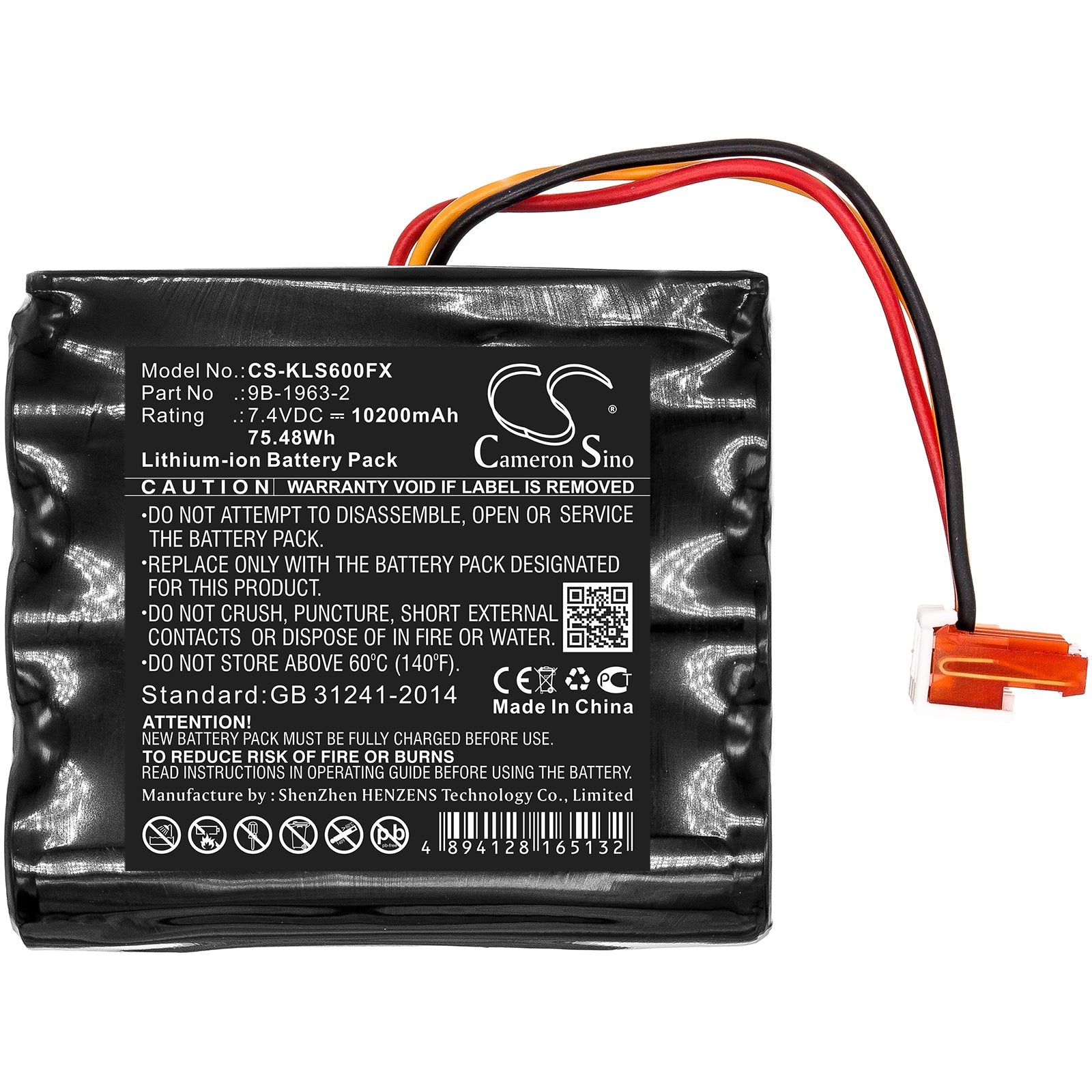 Li-ion Battery fits Koehler, Lighthawk 600, Lighthawk 600 Lumens, Lighthawk Gen Ii Led 7.4V, 10200mAh Flashlight Cameron Sino Technology Limited