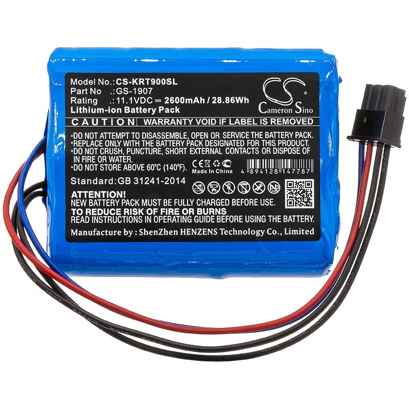 Li-ion Battery fits Kronos, 8609000-018, Intouch 9000 11.1V, 2600mAh Time Clock Cameron Sino Technology Limited