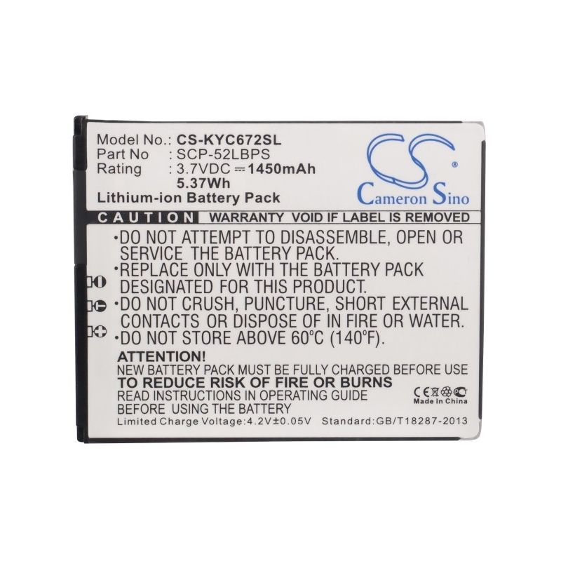 Li-ion Battery Fits Kyocera, C6522, C6522n, C6721 3.7v, 1450mah Mobile & SmartPhone Cameron Sino Technology Limited