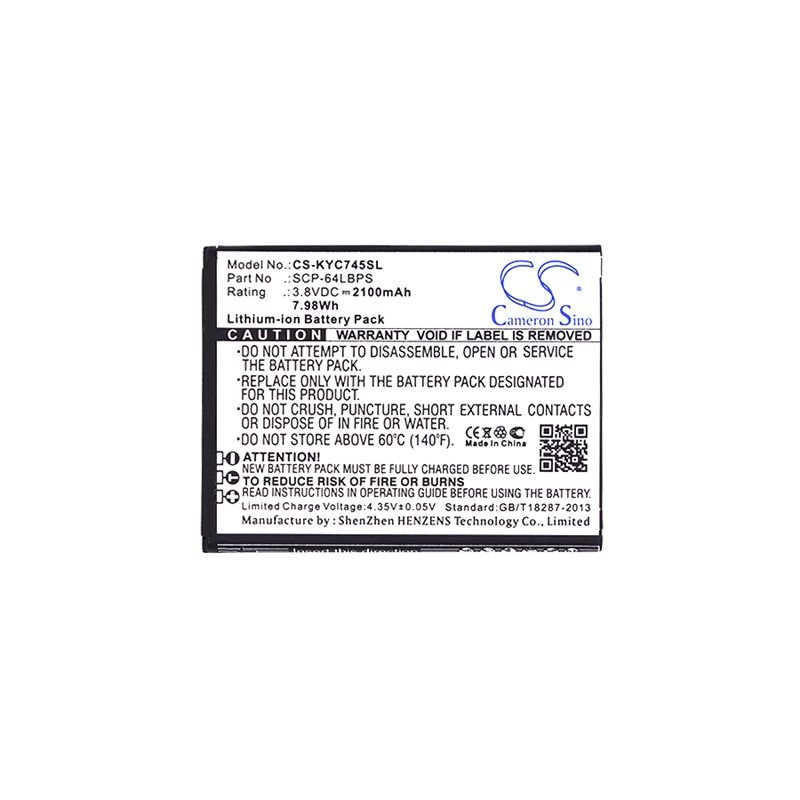 Li-ion Battery fits Kyocera, c6740, c6740 lte, c6745 3.8V, 2100mAh Mobile & SmartPhone Cameron Sino Technology Limited