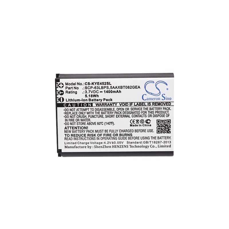 Li-ion Battery Fits Kyocera, Dura Xv+, Duraxa, Duraxe 3.7v, 1400mah Mobile & SmartPhone Cameron Sino Technology Limited