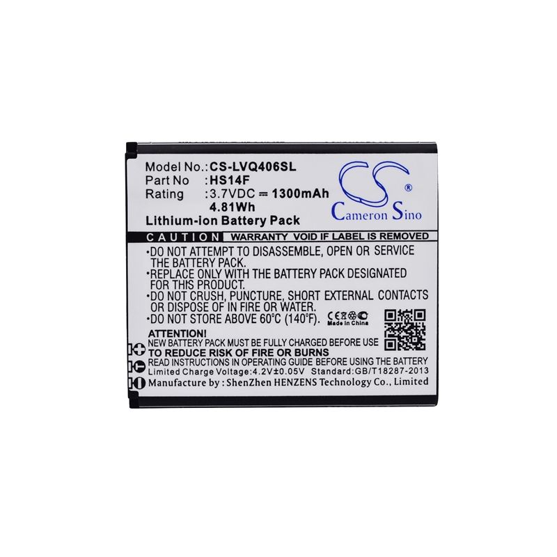 Li-ion Battery fits Lava, iris 352e, iris 402e, iris 406q 3.7V, 1300mAh Communications Cameron Sino Technology Limited (Suspended)