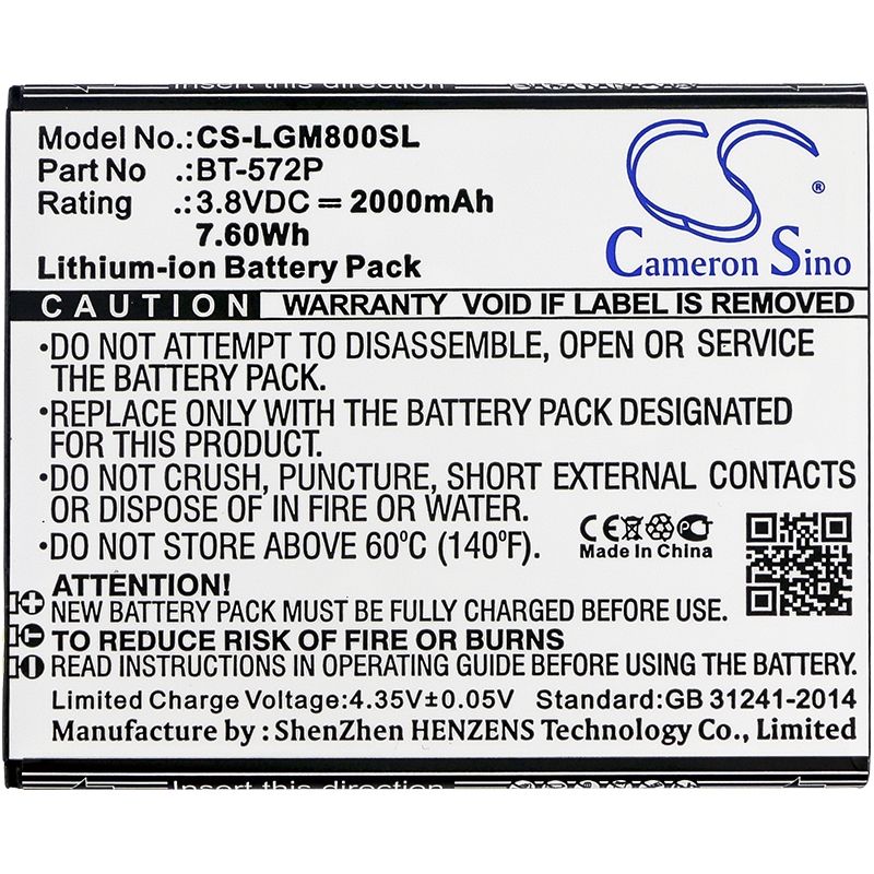 Li-ion Battery fits Leagoo, m5 max, m8 3.8V, 2000mAh Mobile & SmartPhone Cameron Sino Technology Limited