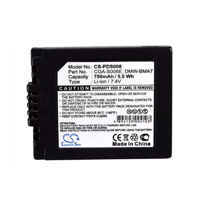 Li-ion Battery Fits Leica, V-lux1, Panasonic, Lumix Dmc-fz18 7.4v, 750mah Camera Cameron Sino Technology Limited