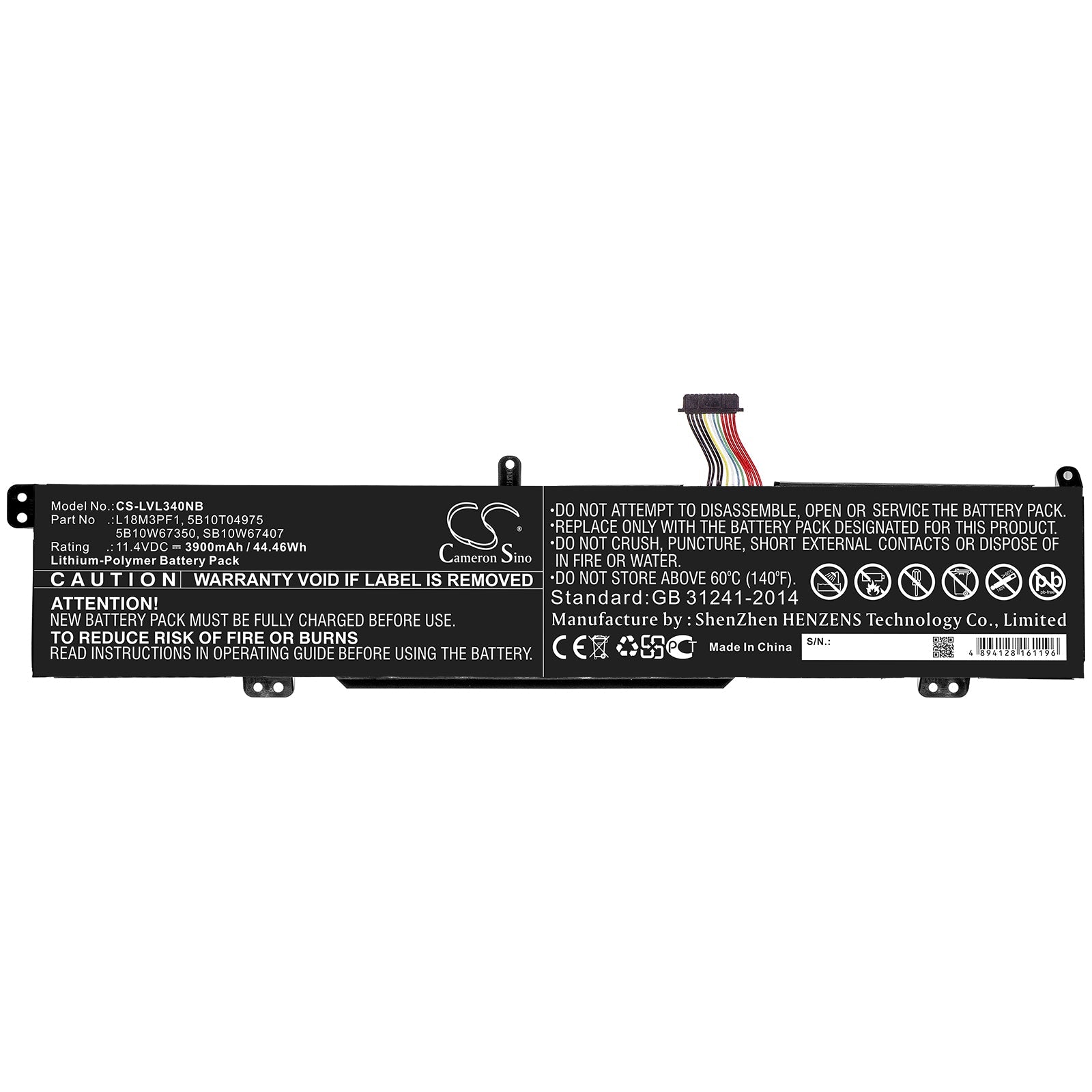 Li-ion Battery fits Lenovo, 5b10t04975, 5b10w67350, L18m3pf1, Sb10w67407 11.4V, 3900mAh Notebook & Laptop Cameron Sino Technology Limited