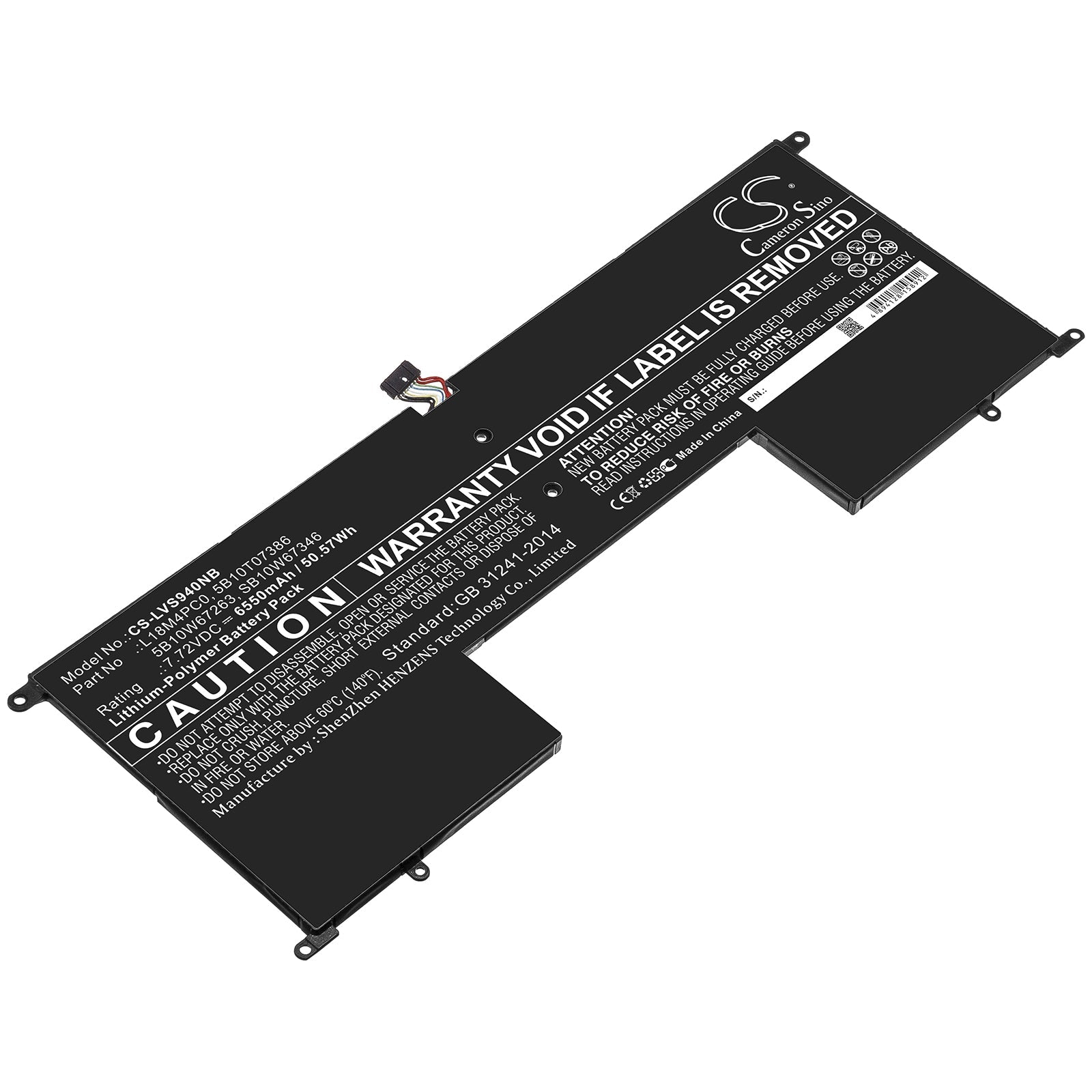 Li-ion Battery fits Lenovo, 5b10t07386, 5b10w67263, L18m4pc0, Sb10w67346 7.72V, 6550mAh Notebook & Laptop Cameron Sino Technology Limited