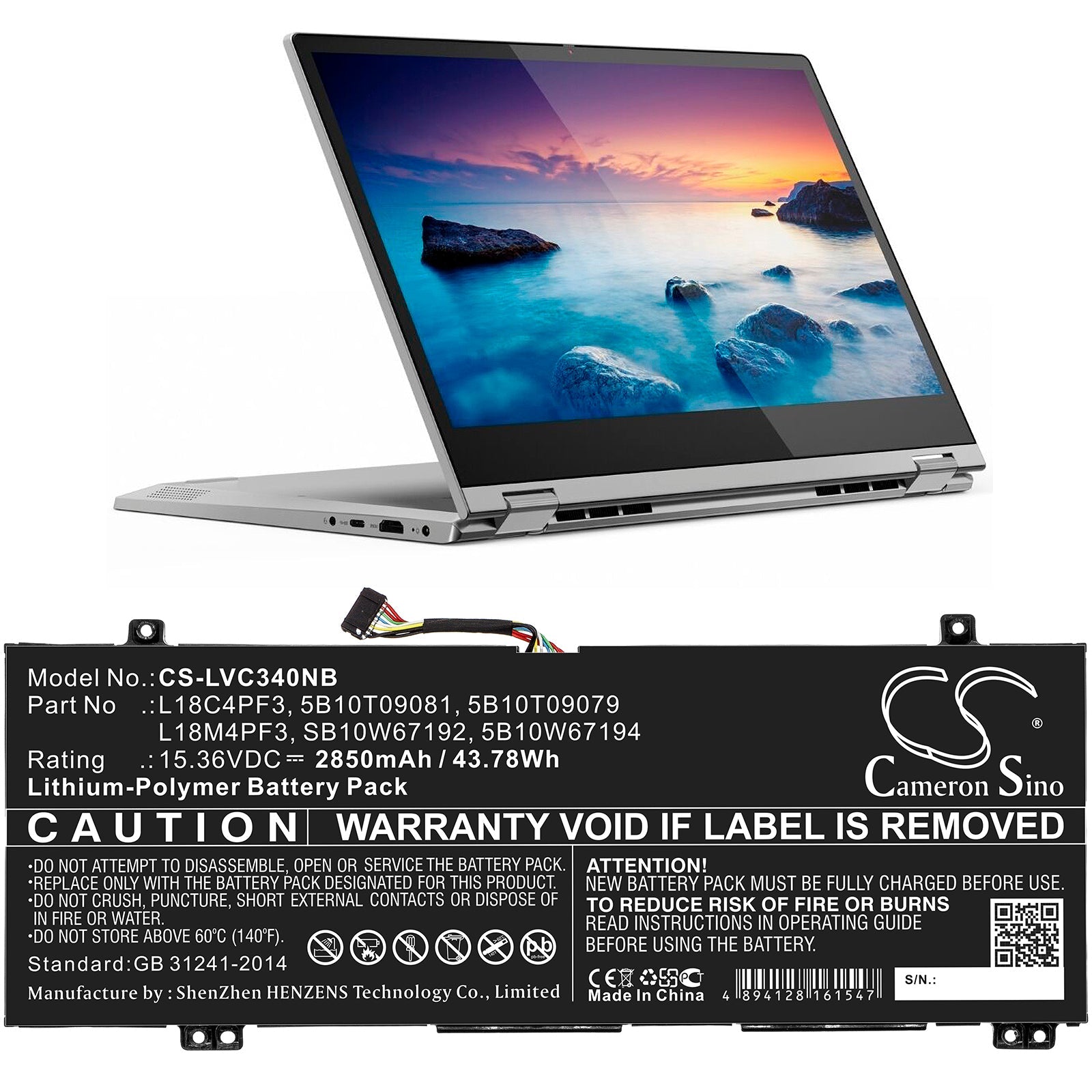 Li-ion Battery fits Lenovo, 5b10t09079, 5b10t09081, 5b10w67194, 5b10w67217, L18c4pf3, L18m4pf3, Sb10w67192, Sb10w67200, Sb10w673 Notebook & Laptop Cameron Sino Technology Limited