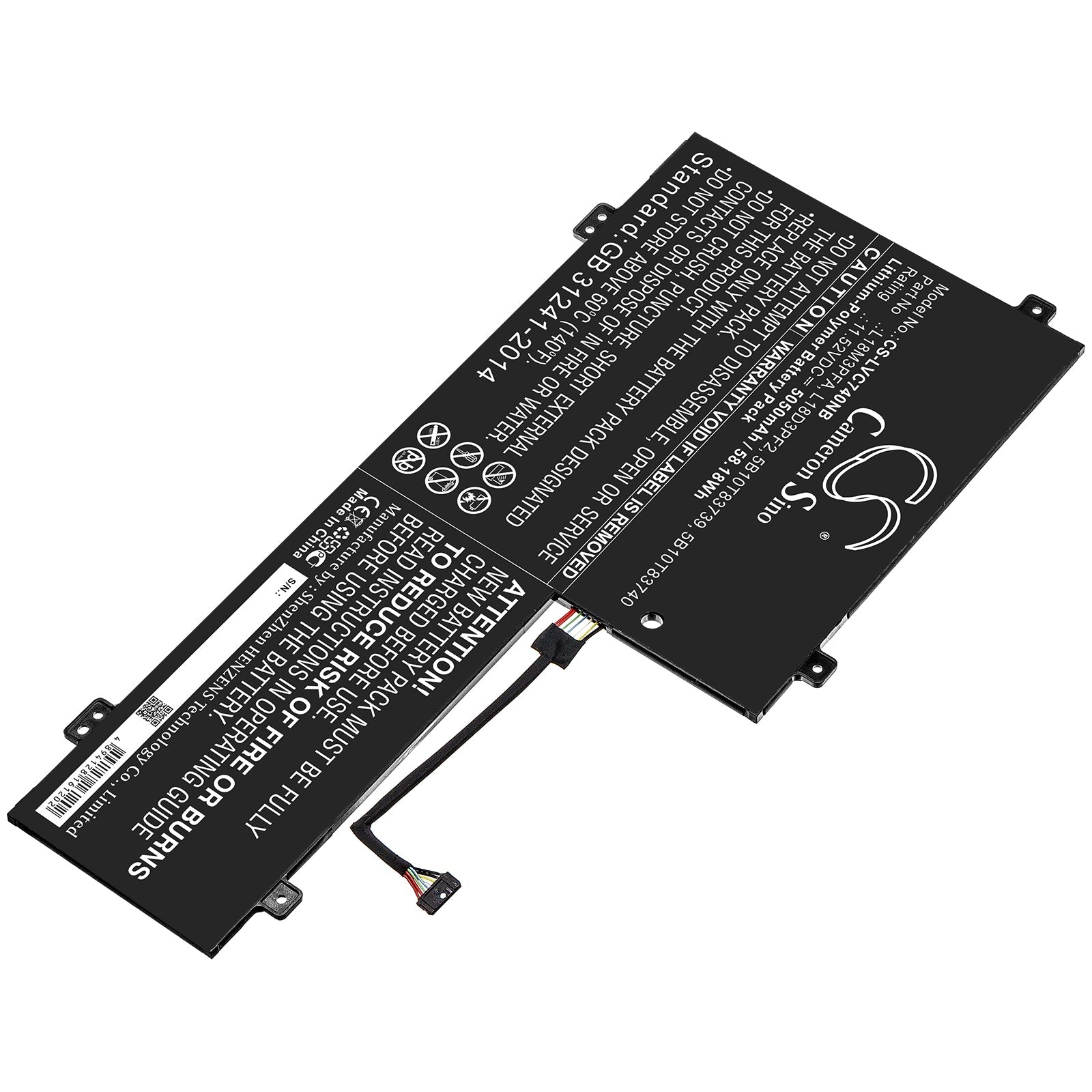 Li-ion Battery fits Lenovo, 5b10t83739, 5b10t83740, L18d3pf2, L18m3pfa 11.52V, 5050mAh Notebook & Laptop Cameron Sino Technology Limited