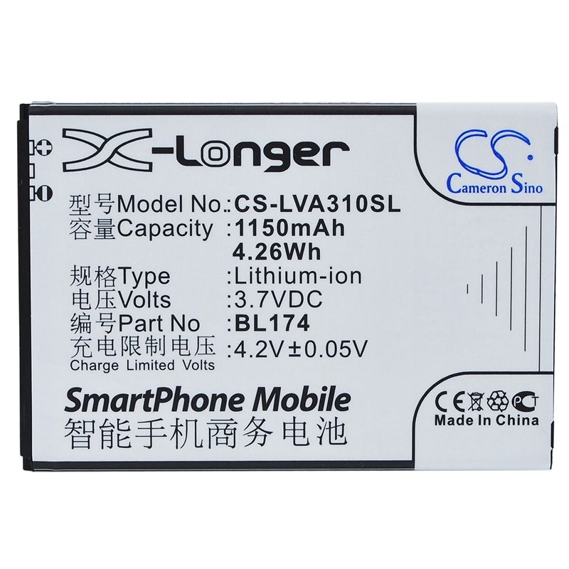 Li-ion Battery fits Lenovo, a30t 3.7V, 1150mAh Mobile & SmartPhone Cameron Sino Technology Limited