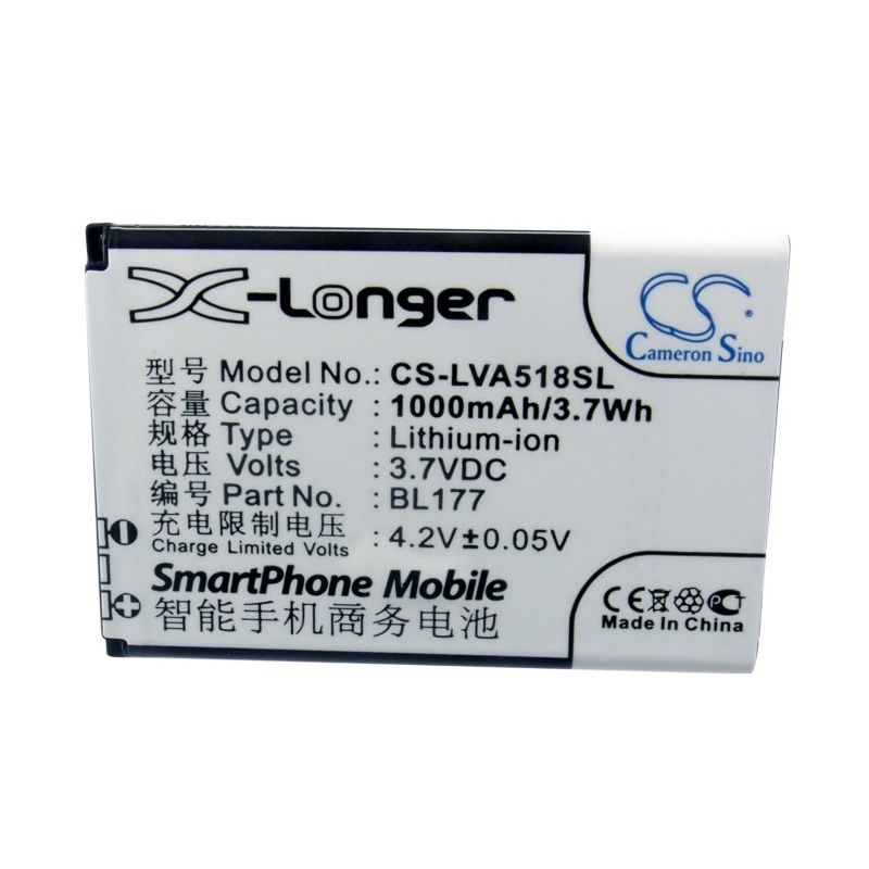 Li-ion Battery fits Lenovo, a518 3.7V, 1000mAh Mobile & SmartPhone Cameron Sino Technology Limited