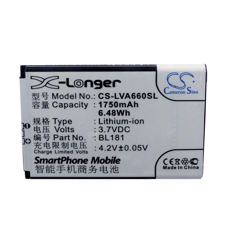 Li-ion Battery fits Lenovo, a66t 3.7V, 1750mAh Mobile & SmartPhone Cameron Sino Technology Limited