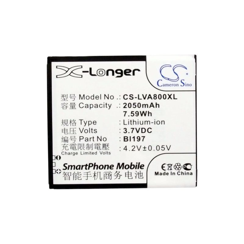 Li-ion Battery fits Lenovo, a798t, a800, a820t 3.7V, 2050mAh Mobile & SmartPhone Cameron Sino Technology Limited