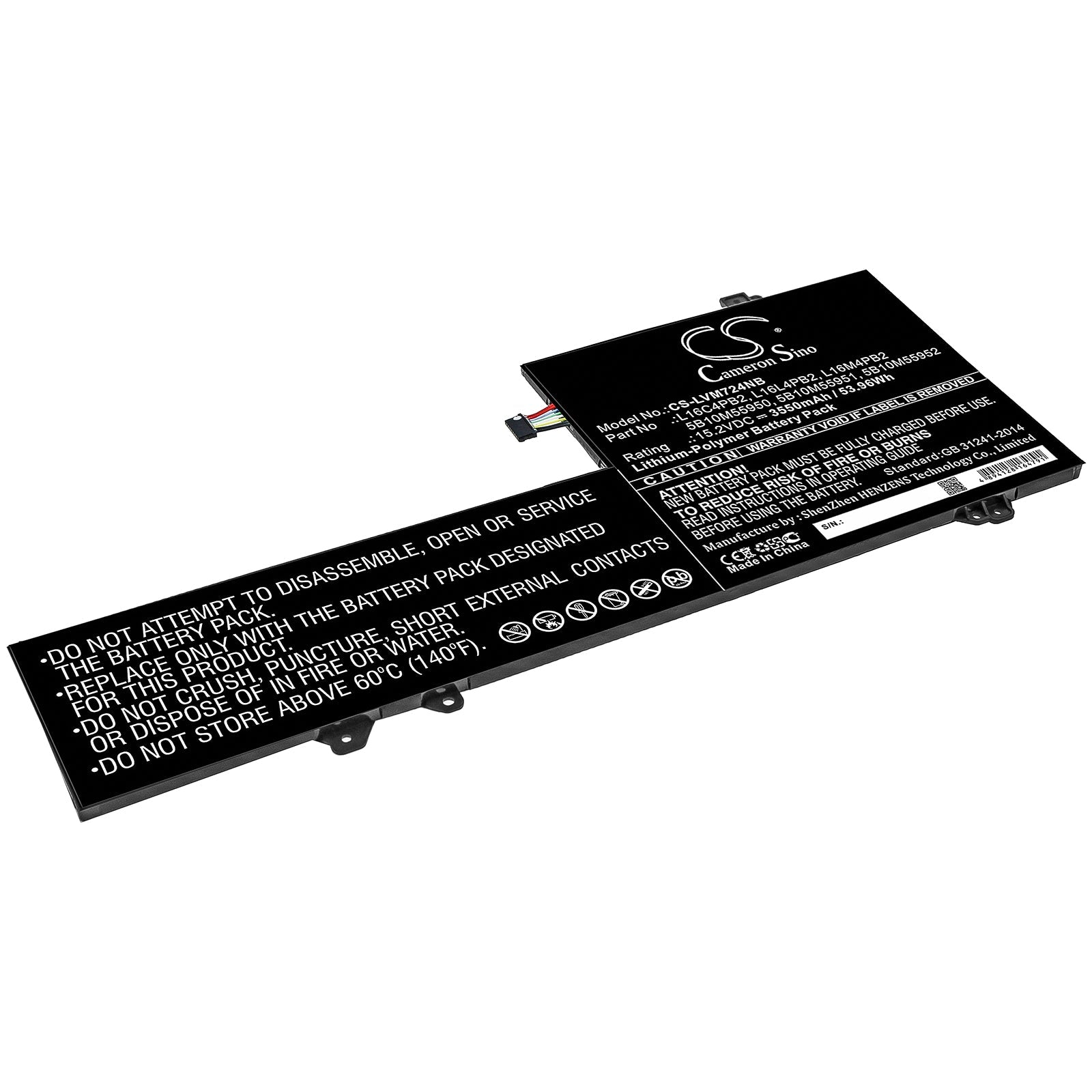 Li-ion Battery fits Lenovo, Air 14 Pro, Ideapad 720s-14 15.2V, 3550mAh Notebook & Laptop Cameron Sino Technology Limited