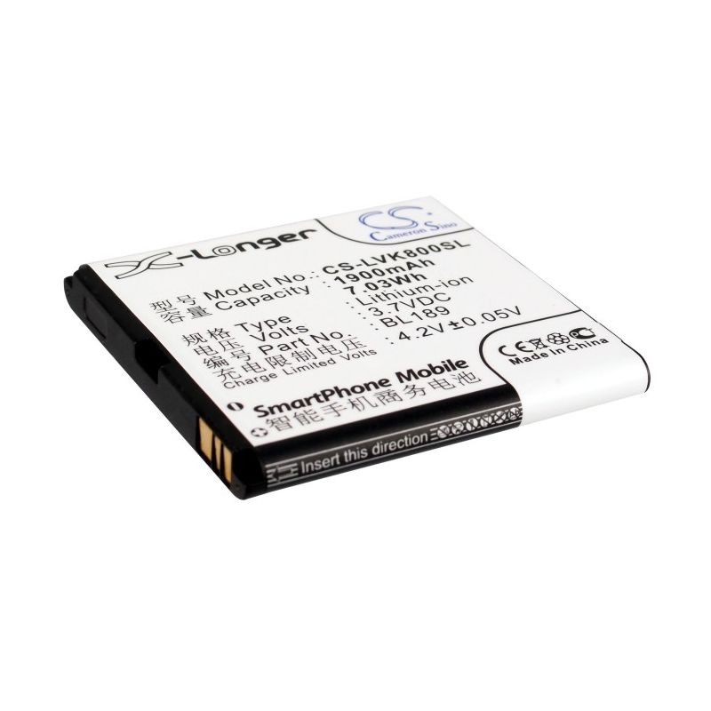 Li-ion Battery Fits Lenovo, K800 3.7v, 1900mah Mobile & SmartPhone Cameron Sino Technology Limited