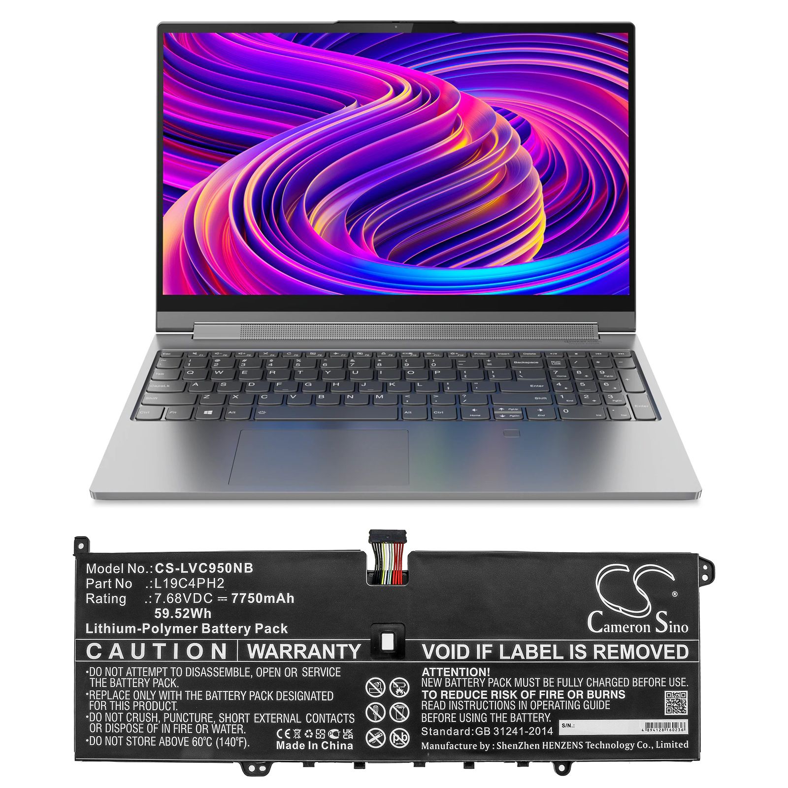 Li-ion Battery fits Lenovo, L19c4ph2 7.68V, 7750mAh Notebook & Laptop Cameron Sino Technology Limited
