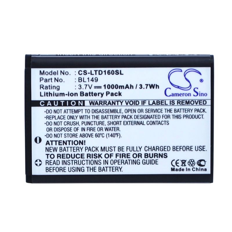 Li-ion Battery fits Lenovo, td16 3.7V, 1000mAh Communications Cameron Sino Technology Limited